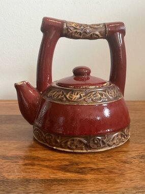 Pier 1 One Shanghai Teapot Rustic Red Earthenware Vintage